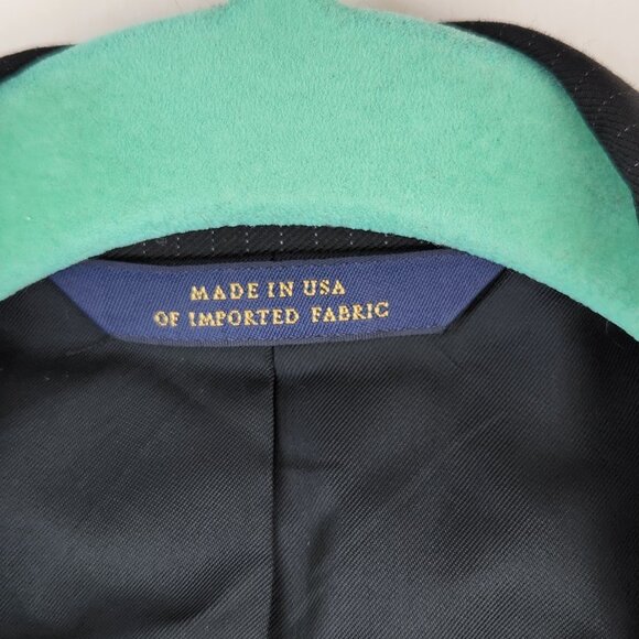 Brooks Brothers 1818 Milano Slim Saxxon Wool Blazer Black Pinstripe 42L - Picture 9 of 15